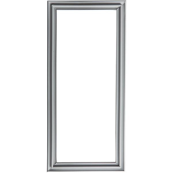 A rectangular white replacement door gasket with a silver frame.