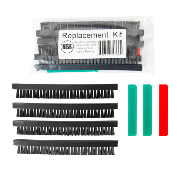 A San Jamar brush and squeegee set for a counter stand Sani station.