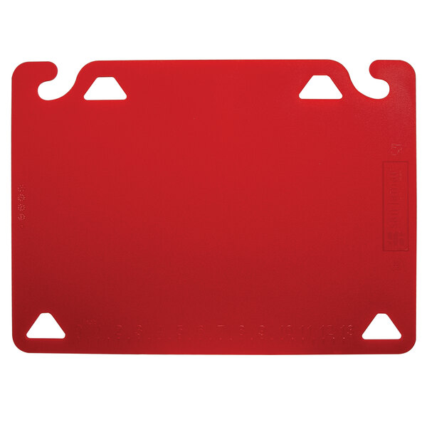 a red plastic cutting board