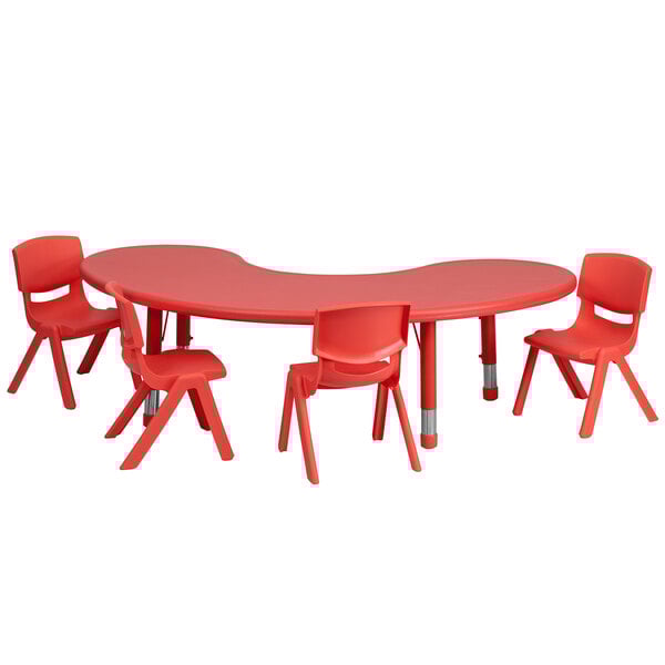 a red table with a white background