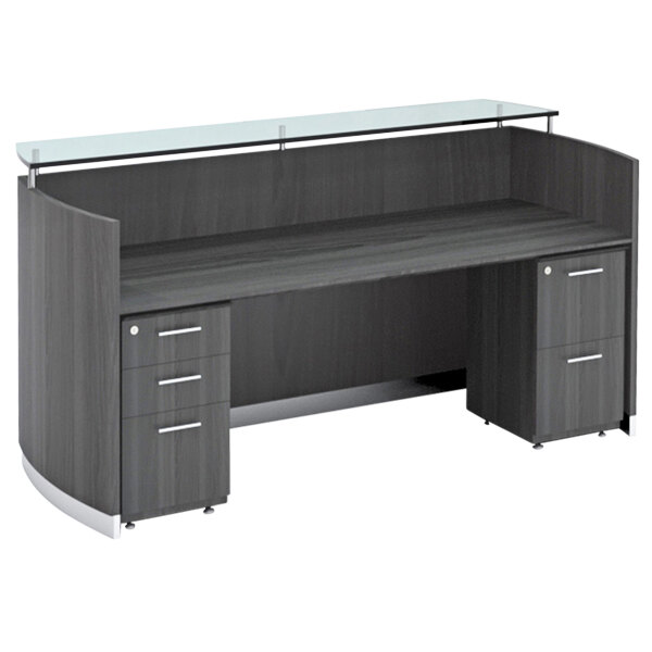 Lorell 48-Inch Bridge Desk – Mahogany Laminate, 1" Thick Top, For L-Shape Or U-Shape Office Setup