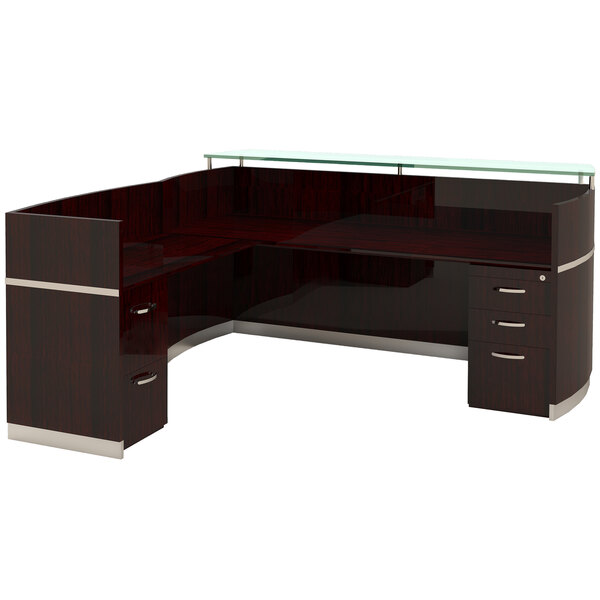 Safco Nrslbfmah Napoli 87 X 85 Mahogany Reception Desk