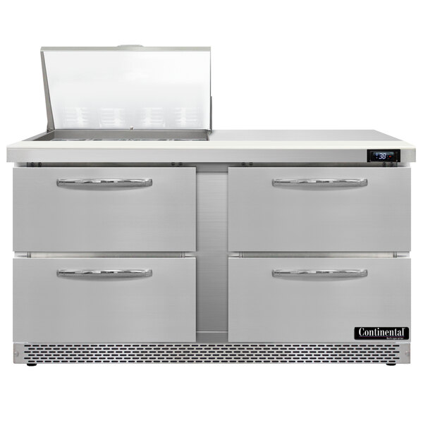 A stainless steel Continental Refrigerator Mighty Top with 4 drawers.