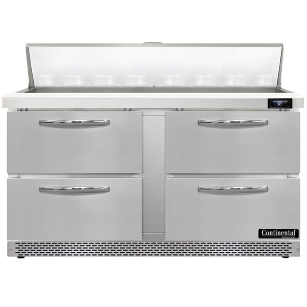 A Continental Refrigerator front breathing refrigerator with 4 white drawers.