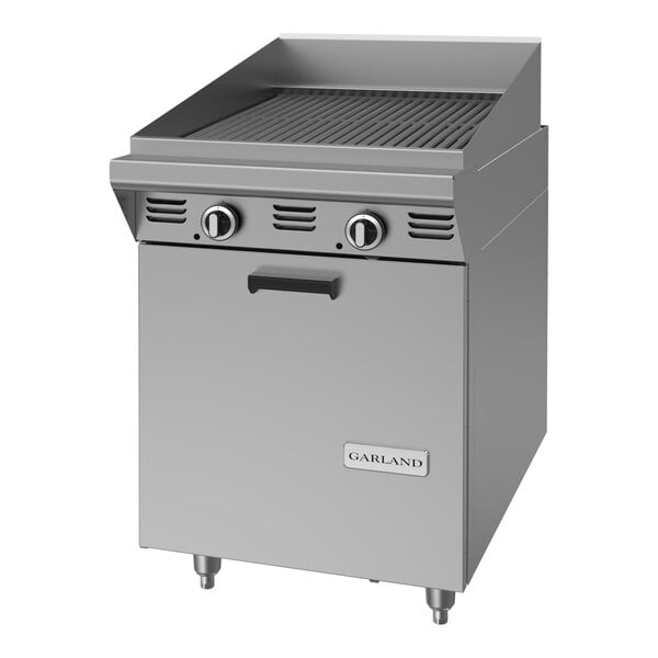 Garland MST24B Master Sentry Series Liquid Propane Range Match 24" Briquette Charbroiler with Storage Base and Piezo Ignition - 60,000 BTU