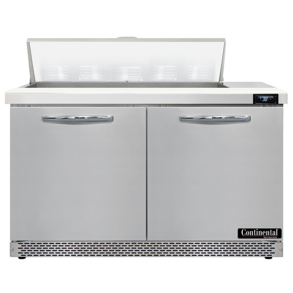 A stainless steel Continental Refrigerator with two doors.