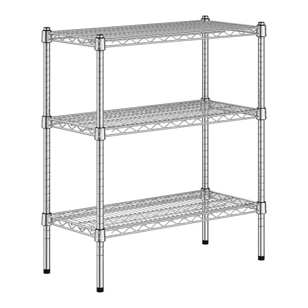 A Regency chrome wire shelving kit with three shelves.