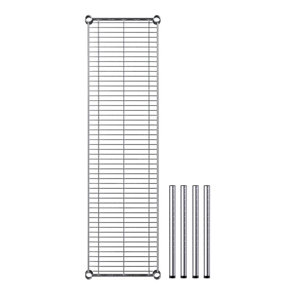 A chrome metal Regency dunnage shelf with metal rods.