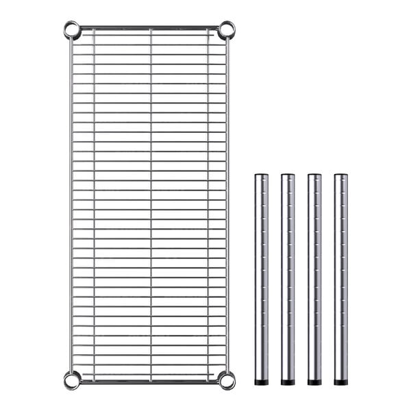 A Regency chrome wire rack with several metal rods.
