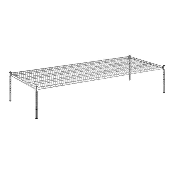 A Regency chrome wire shelf with metal frame.