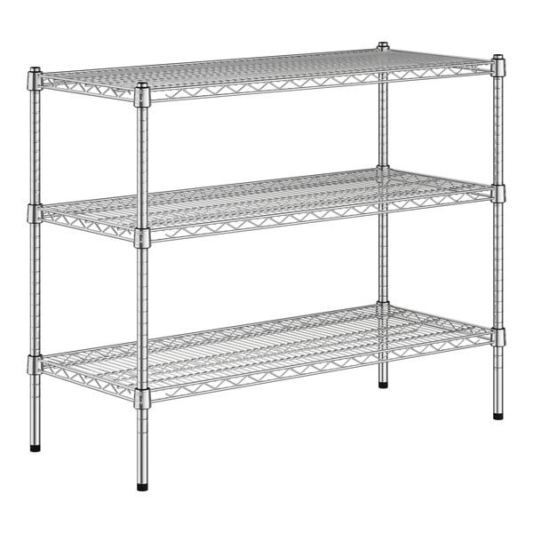 A Regency chrome wire shelving kit with three shelves.