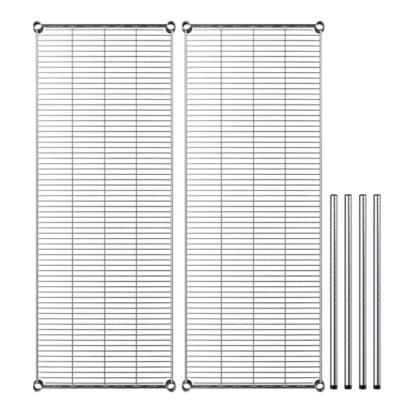 A Regency chrome wire shelving kit with metal shelves and rods.