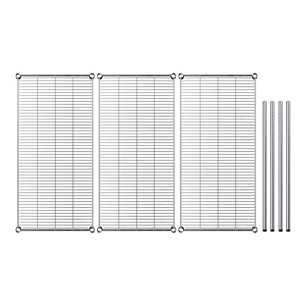 A Regency NSF chrome wire shelf kit with metal grids and bars.