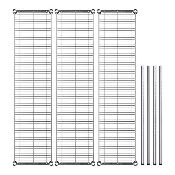 A Regency chrome wire shelving kit with three shelves.