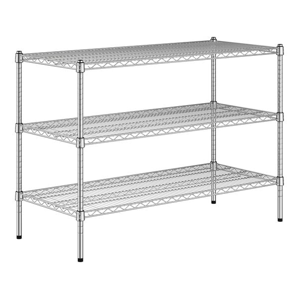 A Regency chrome wire shelving kit with three shelves.