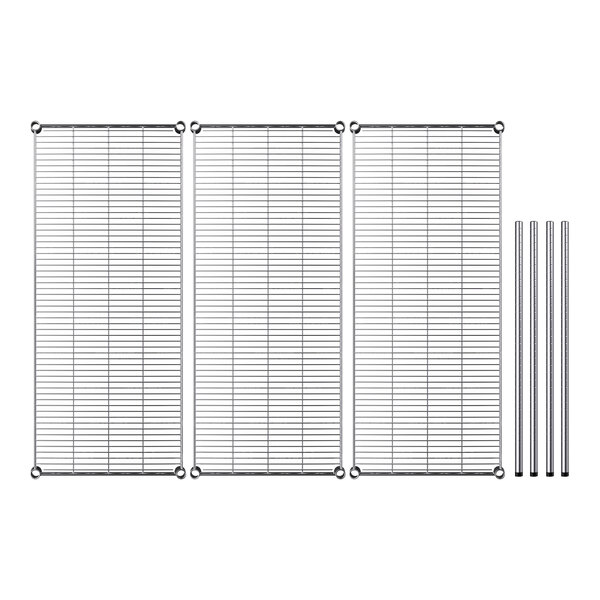 A Regency chrome wire shelving kit with three shelves.