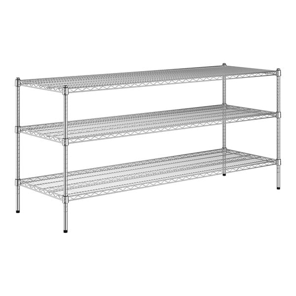 A Regency chrome wire shelving kit with three shelves.