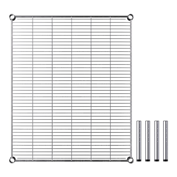 A Regency chrome wire rack with metal rods.