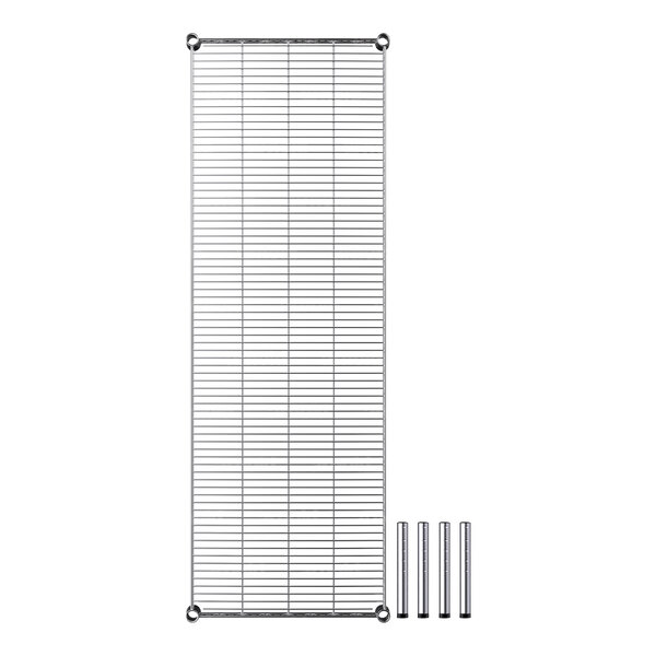 A Regency chrome wire dunnage shelf with metal rods.