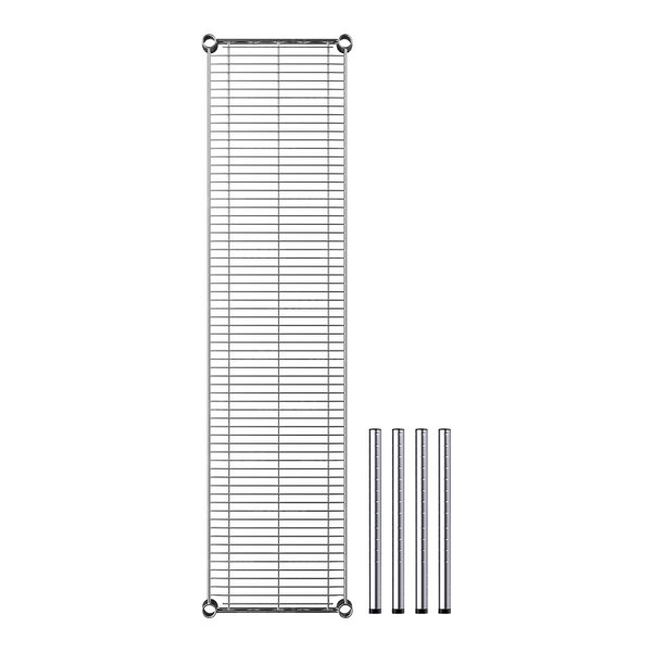 A chrome metal grid with metal rods.