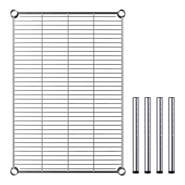 A Regency chrome wire rack with metal rods.