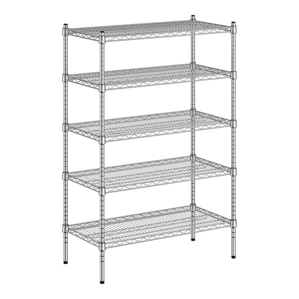 A Regency chrome wire shelving unit with four shelves.