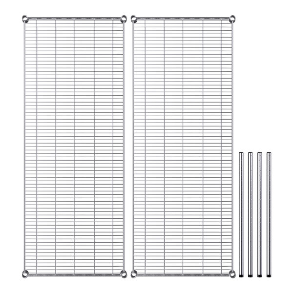 A white metal grid with metal rods on top of another grid.