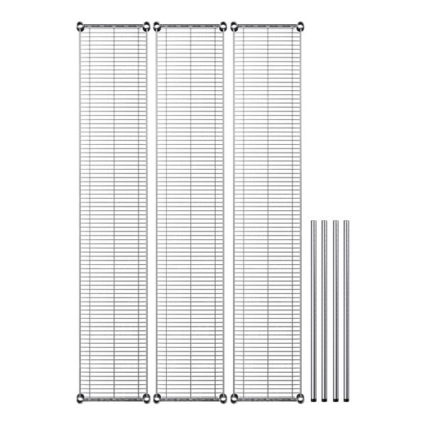 A Regency chrome wire shelving kit with three shelves.