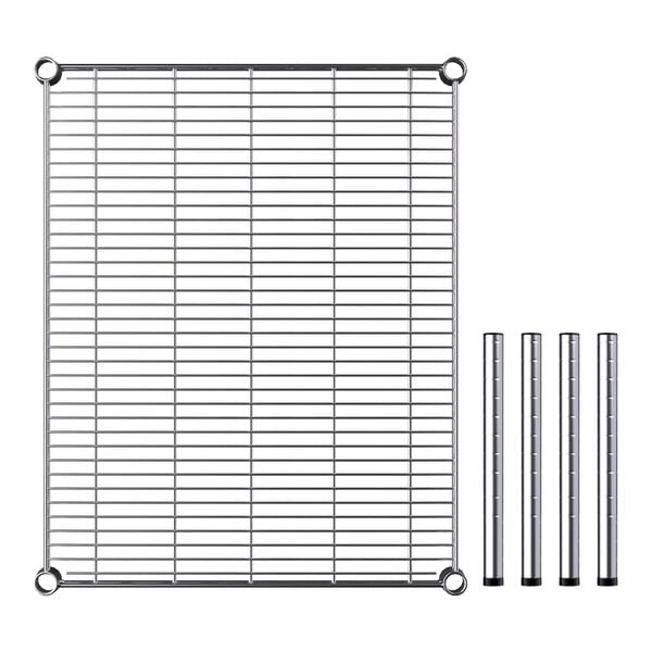 A Regency chrome wire rack with metal rods.