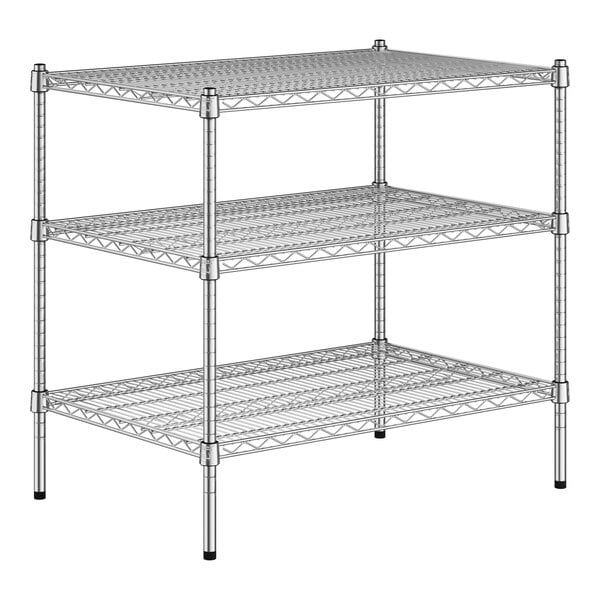 A Regency chrome wire shelving kit with three shelves.