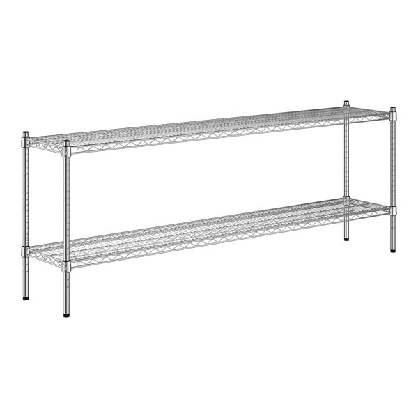 A wireframe of a Regency chrome steel shelf with two shelves.