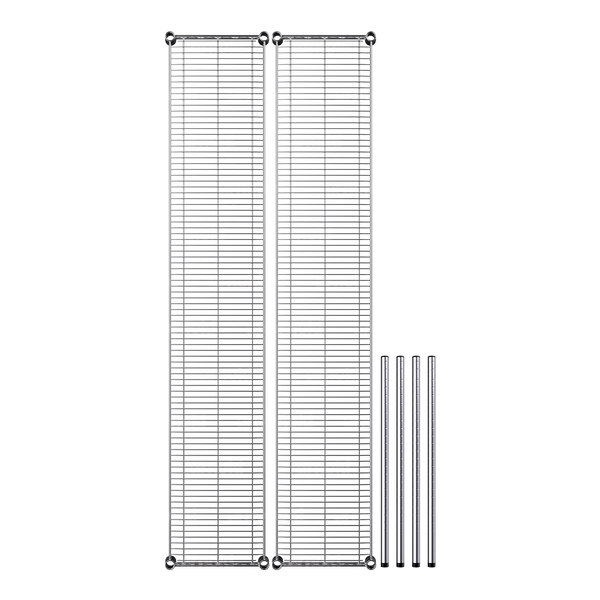 A Regency chrome wire shelf kit with metal shelves and rods.