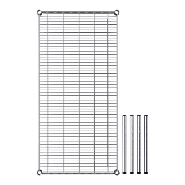 A Regency chrome wire rack with metal rods.