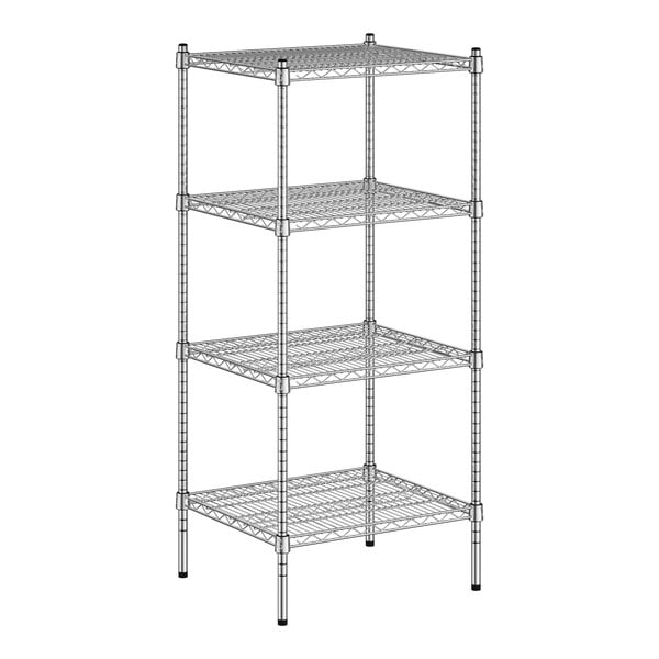 A wireframe of a Regency 4-shelf kit for wire shelving.