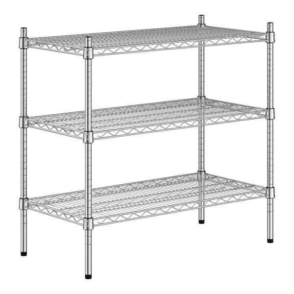 A Regency chrome wire shelving kit with three shelves.