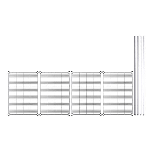 A row of metal grids on a white background.