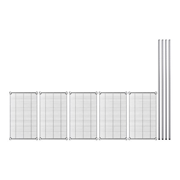A row of metal grids with metal rods.