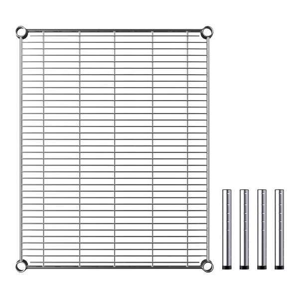 A Regency chrome wire rack with metal rods.