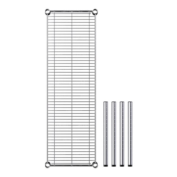 A Regency chrome wire dunnage shelf with metal rods.
