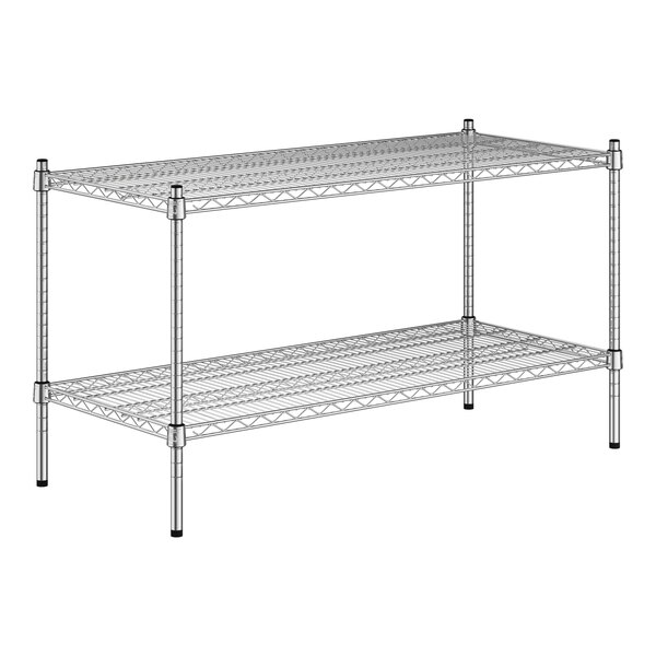 A Regency chrome wire shelf kit with two shelves on it.