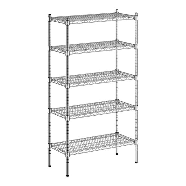 A Regency chrome wire shelving unit with four shelves.