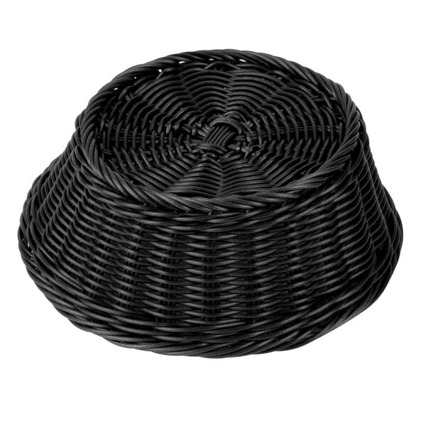 a black basket on a white background