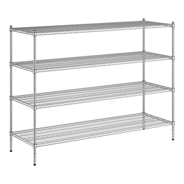 A Regency chrome wire shelving unit with four shelves.