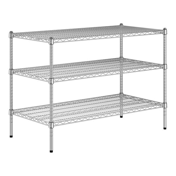 A Regency chrome wire shelving kit with three shelves.