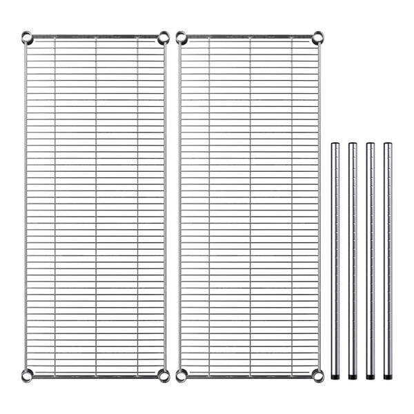 A Regency chrome wire shelving kit with two shelves and rods.