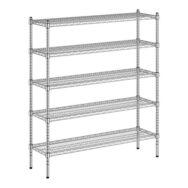 A Regency chrome wire shelving unit with five shelves.