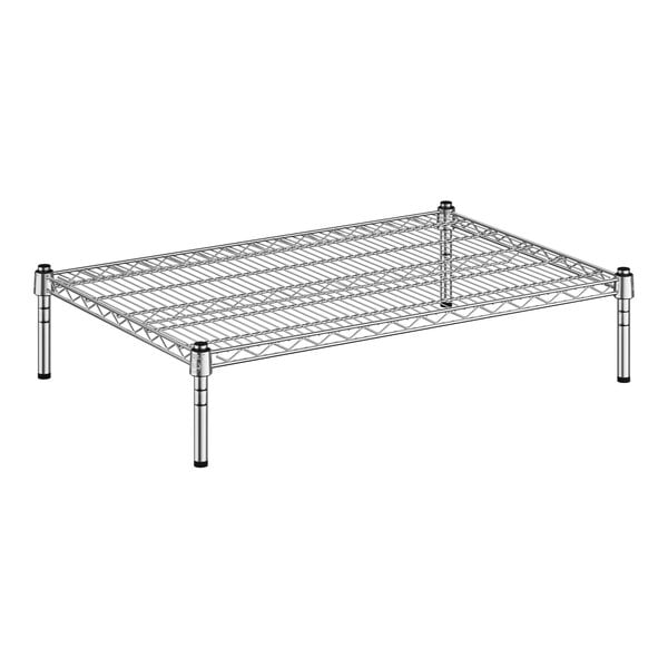 A Regency chrome wire dunnage shelf with legs.