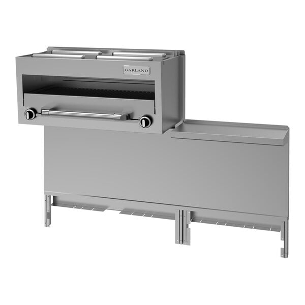 A stainless steel natural gas range-mount infra-red salamander broiler designed for commercial kitchens.
