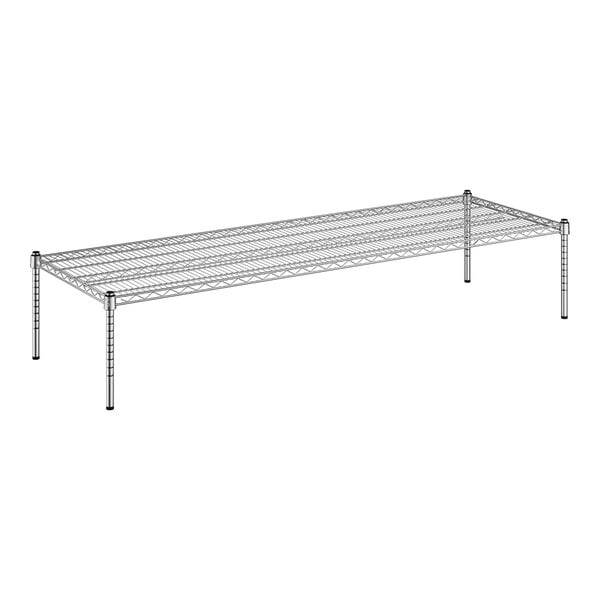 A Regency chrome wire dunnage shelf on metal wire shelves.