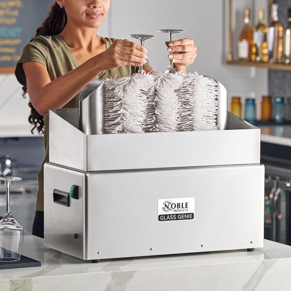 Noble Warewashing GP1600 Glass Genie Commercial Eight Brush Electric Glass Polisher - 120V, 1600W